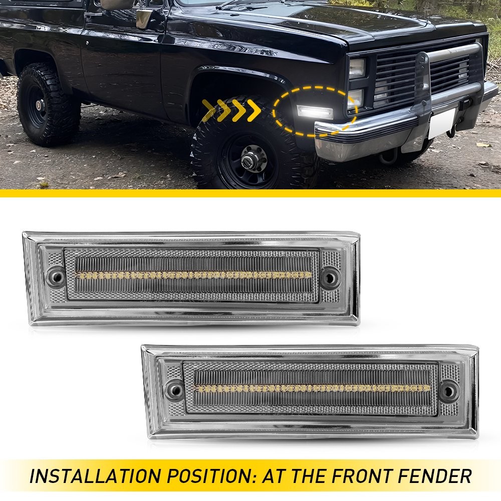 LED White Side Front Marker Light For Chevrolet 1981-1986 C/K 10 20 30 Pickup