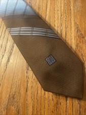Vintage EUC Givenchy Polyester Mod Tie USA Necktie Geometric Logo Disco