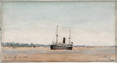 Henry William Cotman (1876-1938) - Aquarell Gemälde - Hooghly River - Indien