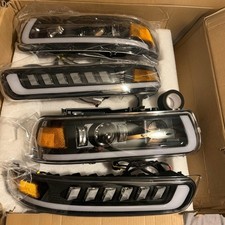 For 99-02 Chevy Silverado 1500 2500 Hd 3500 Led Drl Headlightbumper Signal Lamp