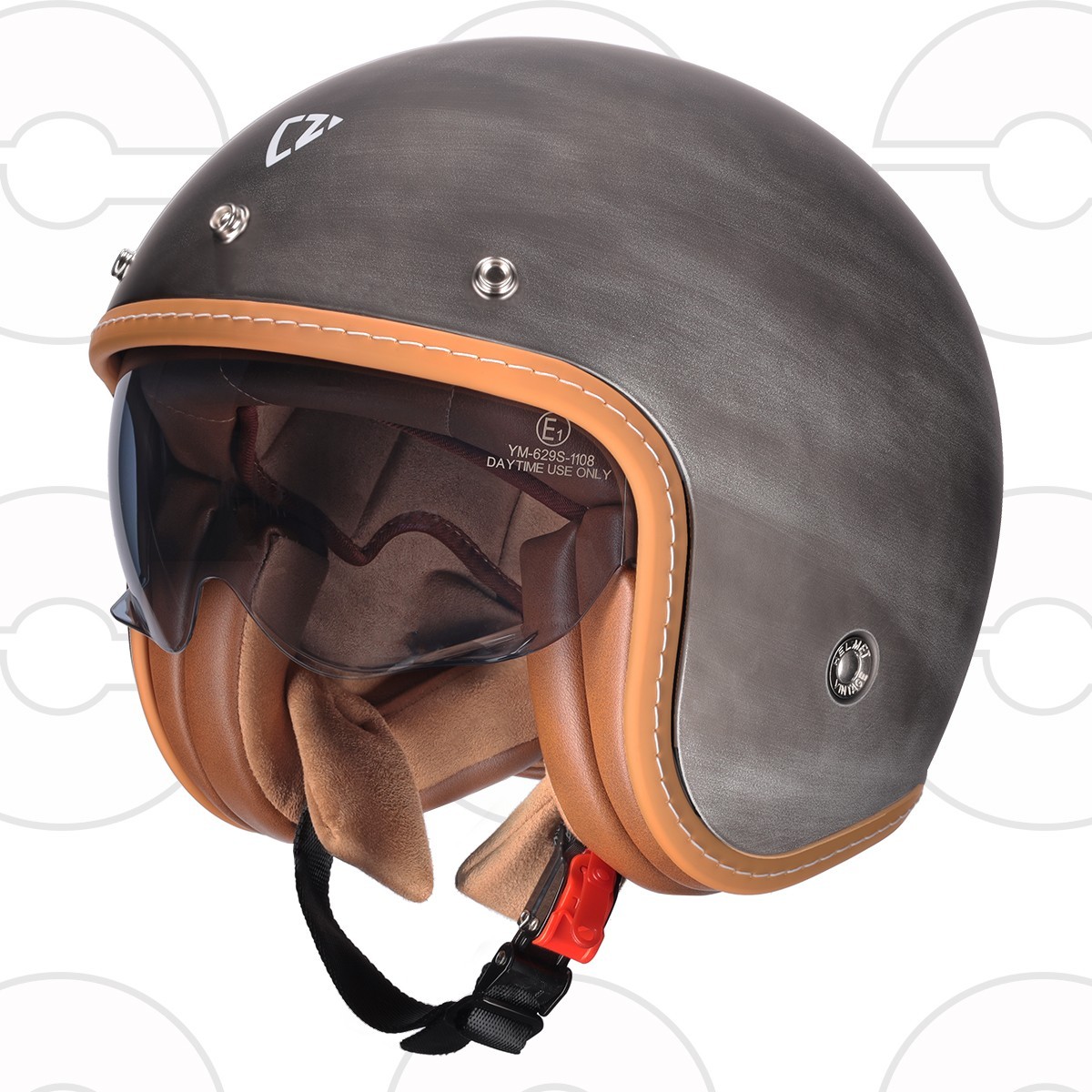 CRUIZER Casco Jet moto Vintage visiera sole metallo grigio Omologato