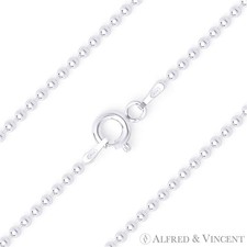 1.5mm Polished Ball Bead Link Italian Chain Anklet in .925 Italy Sterling Silver