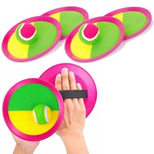 Four 4 Player Paddles Sticky Throw & Catch Ball Garden Beach Family Game Toy Set