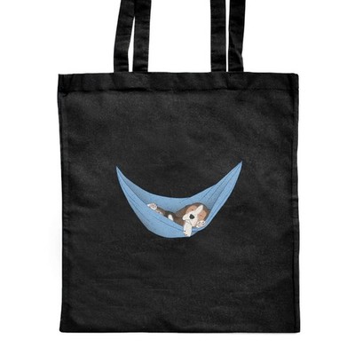Shopper-Tasche ''Schlafender Hängematte Hund'' klassisch schwarz (ZB00026409)