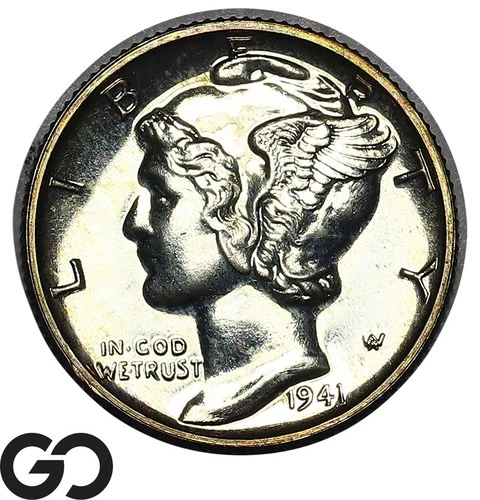 1941 Mercury Dime PROOF, Solid Gem PR++