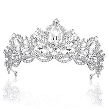 Silver Tiara Wedding Tiaras and Crowns for Women Clear+Silver (Loop type)
