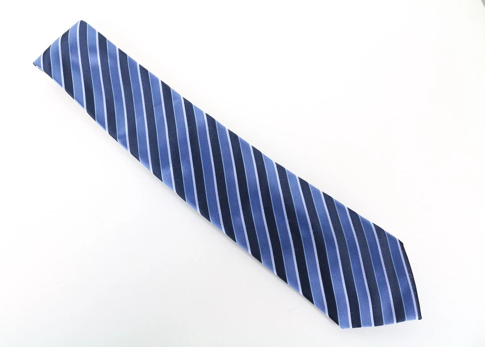 C&A Cravatta Da Uomo ~ 150 X 8 CM Blu Strisce Punta Classica - Imagen 2 de 4