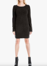 Max Studio Sweater Dress Round Neck Black Womens Sz S NEW NWT 469
