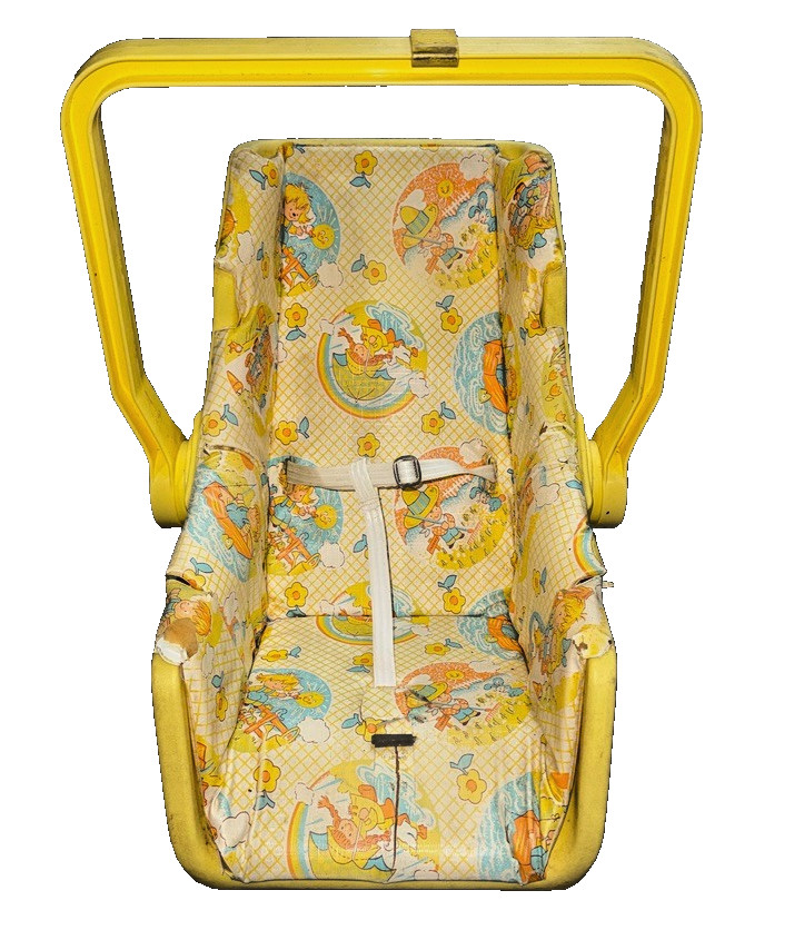 Vtg 1970s Kolcraft Carri-Cradle Baby Seat Carrier Yellow Sunbeam Floral Prop