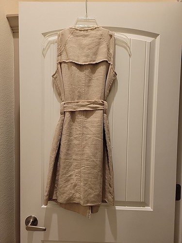 Michael Kors Fringed Sleeveless Sheath Dress Petite 100% Linen - Picture 4 of 5
