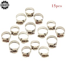 15 Pack Adjustable Stainless Steel 3/4"-1" Drive Hose Clamps Fuel Line Worm Clip