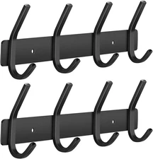 Coat Rack Wall Mount 2 Pack 4 Double Dual Hooks Metal Hanger Entryway Jacket