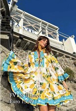 Antica Sartoria 2026 White Blue Lemon 🍋 Tie Front Dress NWT O/S