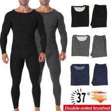Men's Thermal Underwear Set Fleece Lined Long Johns Top  Bottom Base Layer Soft