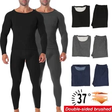 Men's Thermal Underwear Set Fleece Lined Long Johns Top & Bottom Base Layer Soft