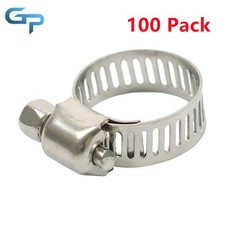 100 Pack 1/2"-3/4" Stainless Steel Adjustable Drive Hose Clamps Fuel Line Clip
