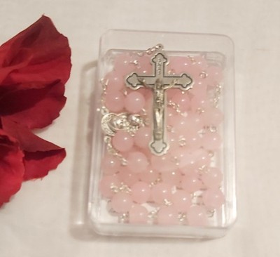 Jungfrau Maria Katholischer Rosenkranz Gebetsperlen Glasperlen Neu Rosa