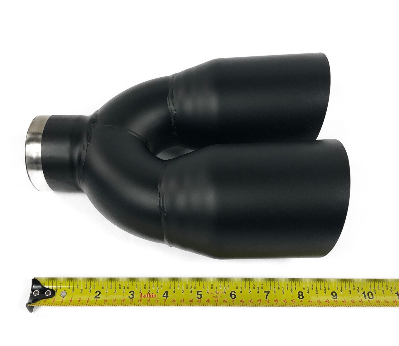 Exhaust Tip 2.50 In Inlet Dual 3.50 Dia Outlets 10.00 In Long Slant Black HT Sta