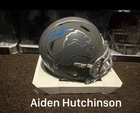 Aidan Hutchinson Autographed Mini Helmet Detroit Lions Blue Ink beckett Cert.