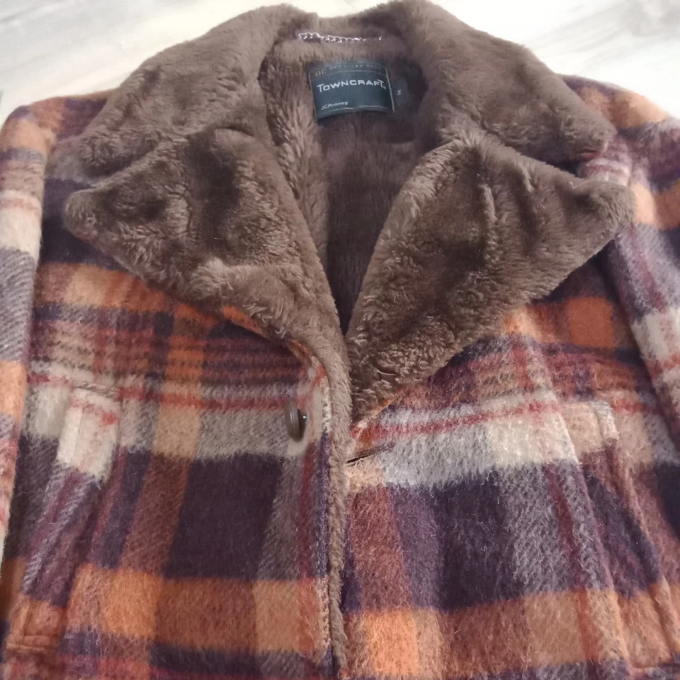Винтажный 60-х 70-х Towncraft куртка траншея бушлат клетку искусственного меха сутенер мод мужской средний - Изображение 3 из 4