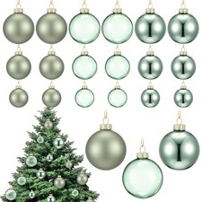 18 Pcs Glass Christmas Ball Ornament Set 1.18'' 1.57'' 2.36'' Christmas Tree ...