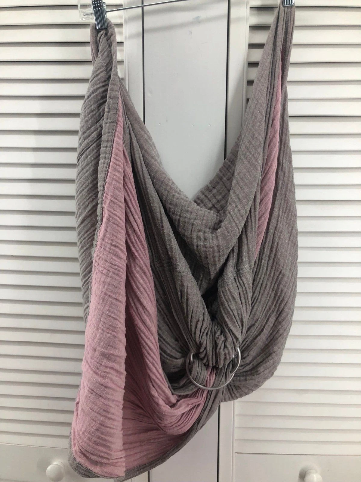 Mebien Cotton Muslin Grey & Pink Ring Sling Carrier
