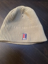 Burton Snowboards Knit Beanie Hat Tan Ribbed Winter Made In Canada Adult