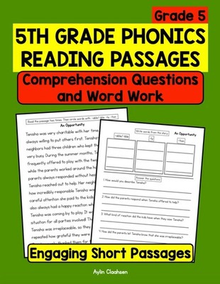 5th Grade Phonics Reading Passages with Comprehension Questions and Word Work: E