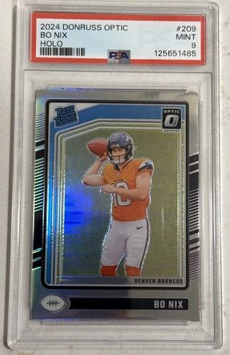 2024 Panini Donruss Optic Rated Rookie Bo Nix PSA 9 #209 Holo Prizm (RC)