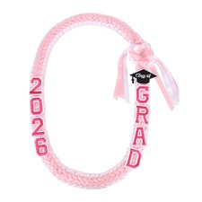Mikovivi 2026 Graduation Lei, Pink, White, Black, 47.24in, Ribbon, Felt,