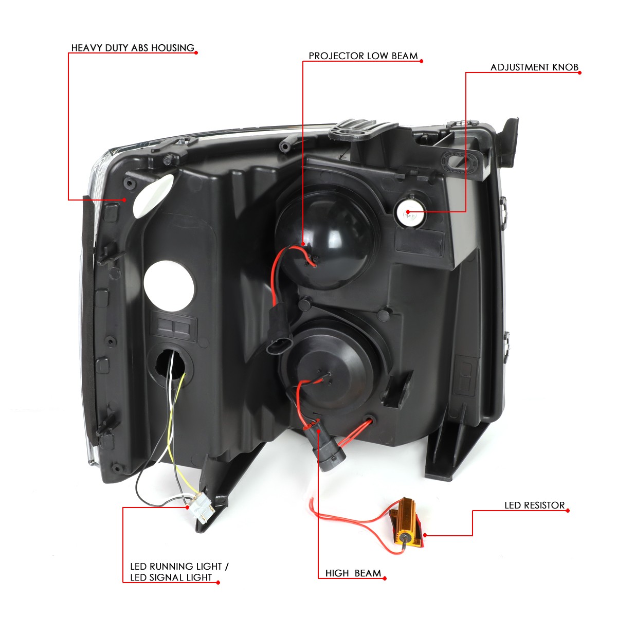 Faro LED Con DRL Y Señal Secuencial Para Chevrolet Silverado 2007-2014 - Par Completo, Proyector De Haz Bajo, Color Negro