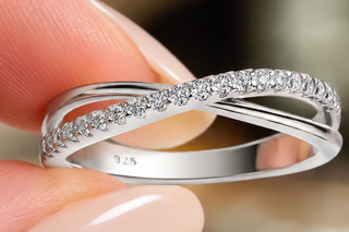 Round Moissanite X Shape Crisscross Ring 925 Sterling Silver Size 7 Lab Diamond