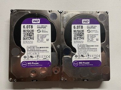 Lot of 2, Western Digital Purple 3.5'' 6TB SATA III 5400 RPM