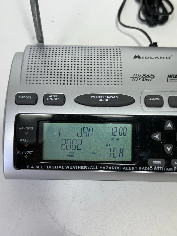 Midland WR-300 Digital Weather Alert Monitor AM/FM Radio Alarm Clock TESTED - Image 2 of 4