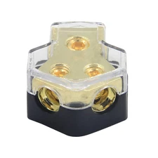 2 Way Power Distribution Block, 0/2/4 AWG Gauge In, 4/8/10 Gauge Out, Car Audio 