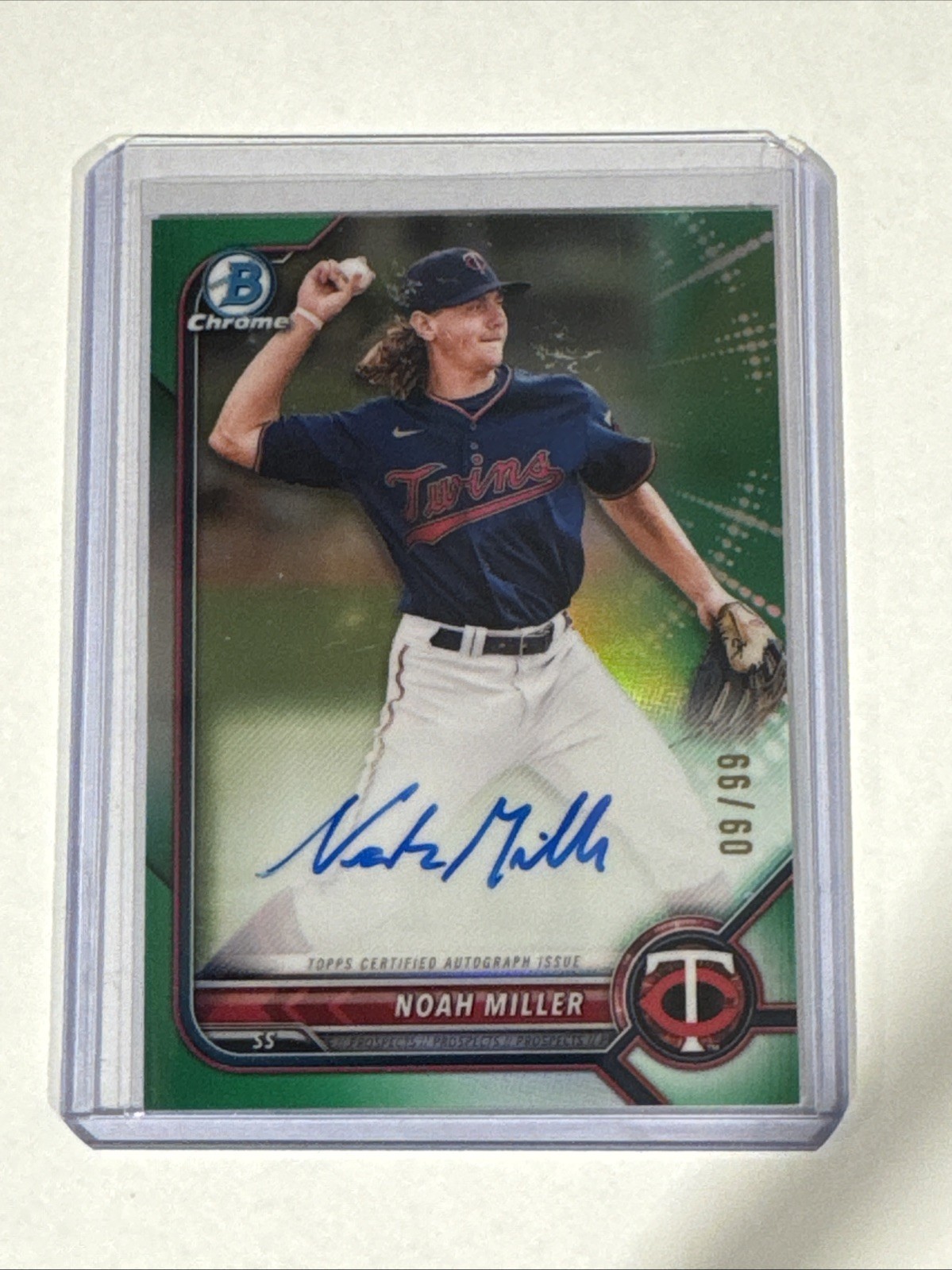 2022 Bowman Chrome Prospect Green Refractor /99 Noah Miller #CPA-NM Auto