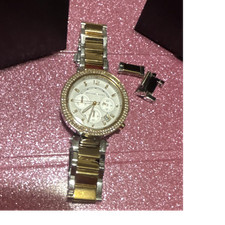 Michael Kors Parker Two-Tone Chronograph Women's Wristwatch Quartz Metal Band