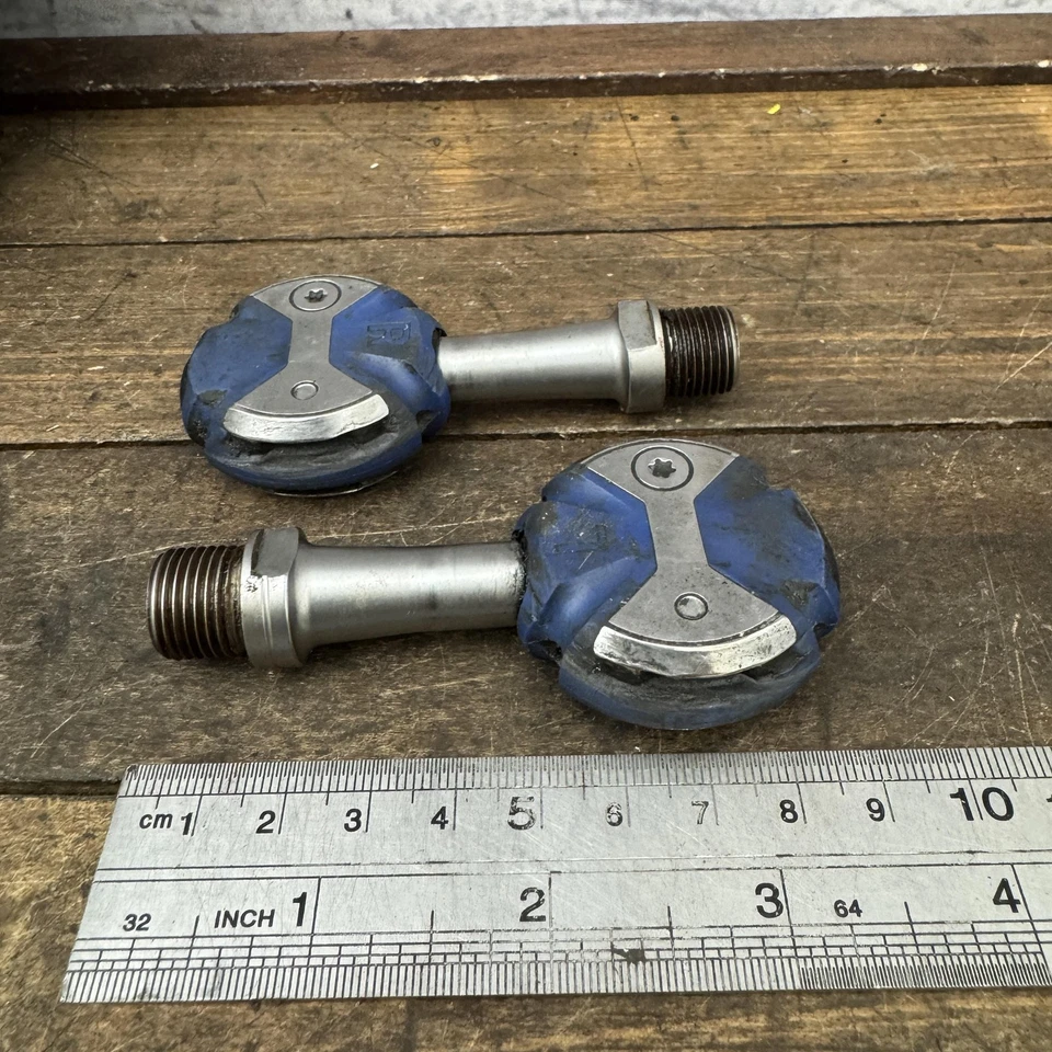 Pedales de acero inoxidable Speedplay Zero de colección tacos azules USADOS carretera sin clip Foto 2 de 4