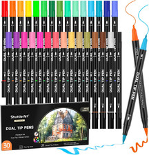 Dual Tip Brush Marker Pens, 30 Colors Dual Tip Calligraphy Pens Fine and Brush T