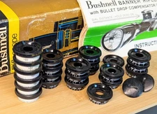 Vintage Bushnell Banner Trophy Scopechief BDC Turret Drums Caps Parts Box READ