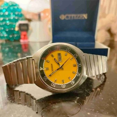1978 Vintage Yellow Dial Automatic Citizen GN-4-S automatic with a 21 Jewel