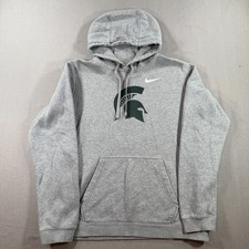 Nike Michigan State Spartans Hoodie Mens Medium Gray Fleece Pullover Sweatshirt