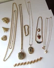 LOT Vintage Estate COSTUME JEWELRY Signed Crown Trifari 1928 AVON Monet