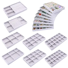 Jewelry Drawer Organizer Inserts - 8 Pack Stackable Velvet Trays for Necklaces,