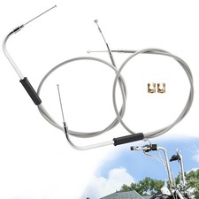 43.3" Stainless Steel Braided Extended Throttle and Idle Cable Kit for 2014-2...