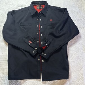 Harley-Davidson XXL Lined Snap-Front Riding Shirt Jacket Black Red Bar & Shield