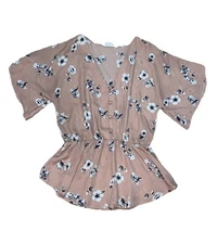 Women’s Sienna Sky Pink Floral Top Blouse 100% Polyester SzS (C20)