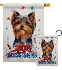 Patriotic Torkshire Terrier Garden Flag Animals Dog Decorative Gift Yard Banner