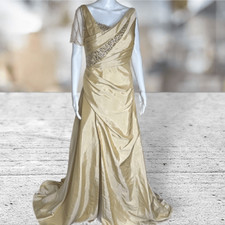 BASIX Black Label Champagne Asymmetrical Top Gown