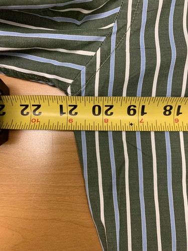 Bergdorf Goodman Men's Sz Large Tailored Fit Green Striped Dress Shirt - Picture 6 of 7